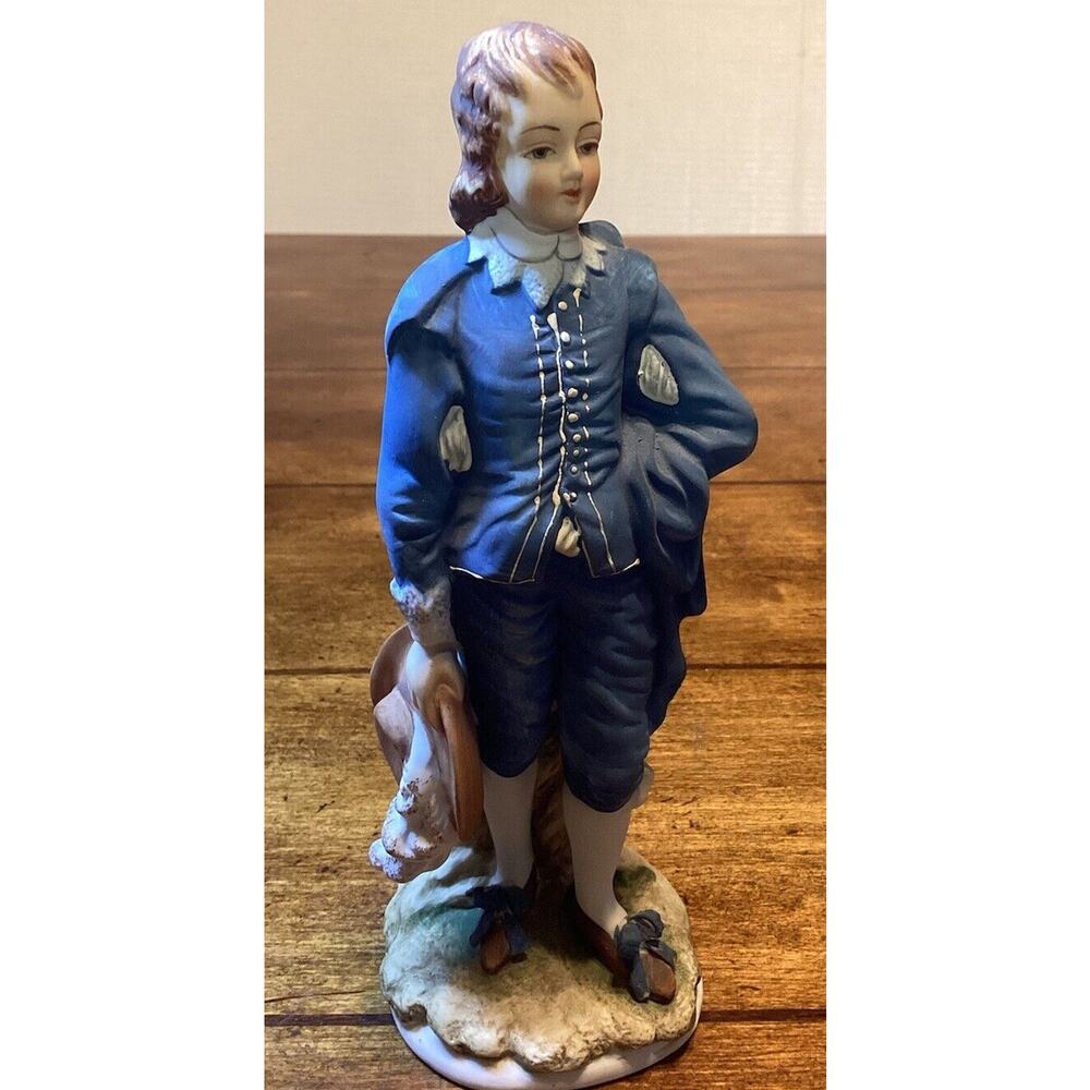 Vintage Lefton Blue Boy Ceramic Statue KW387 Limited Edition‎ 8" Made in Japan